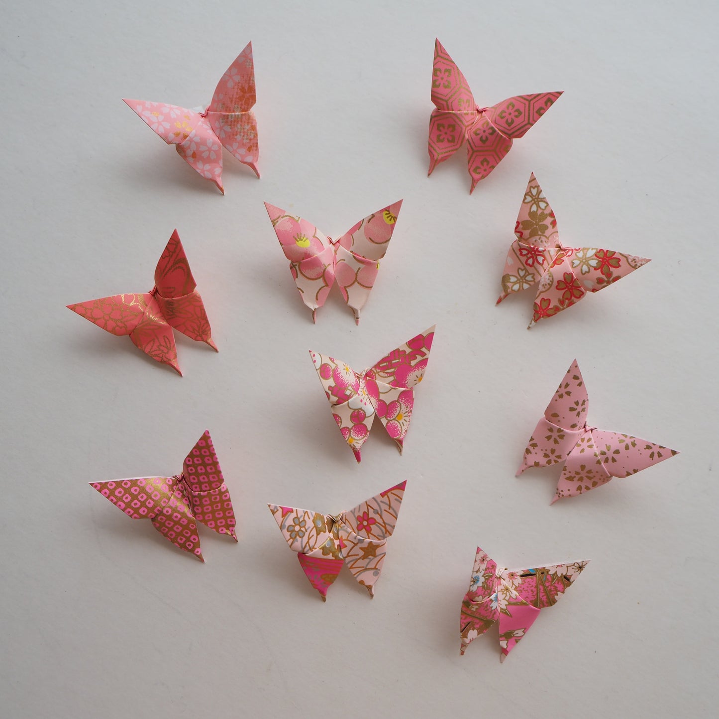 Pack of 10 Origami Paper Butterflies - Pink