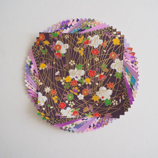 20 Sheets Purple Themed Colours Washi Origami Paper Mixed Pack 14x14cm