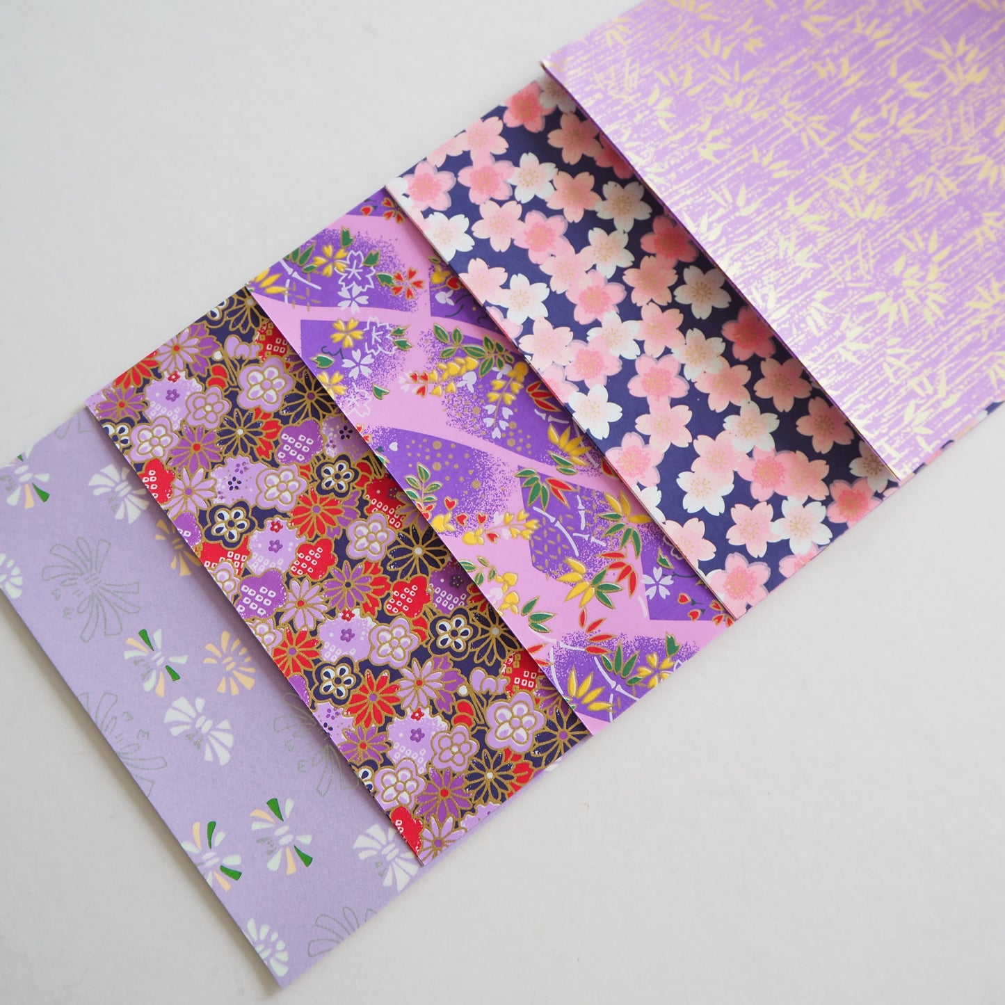 20 Sheets Purple Themed Colours Washi Origami Paper Mixed Pack 14x14cm