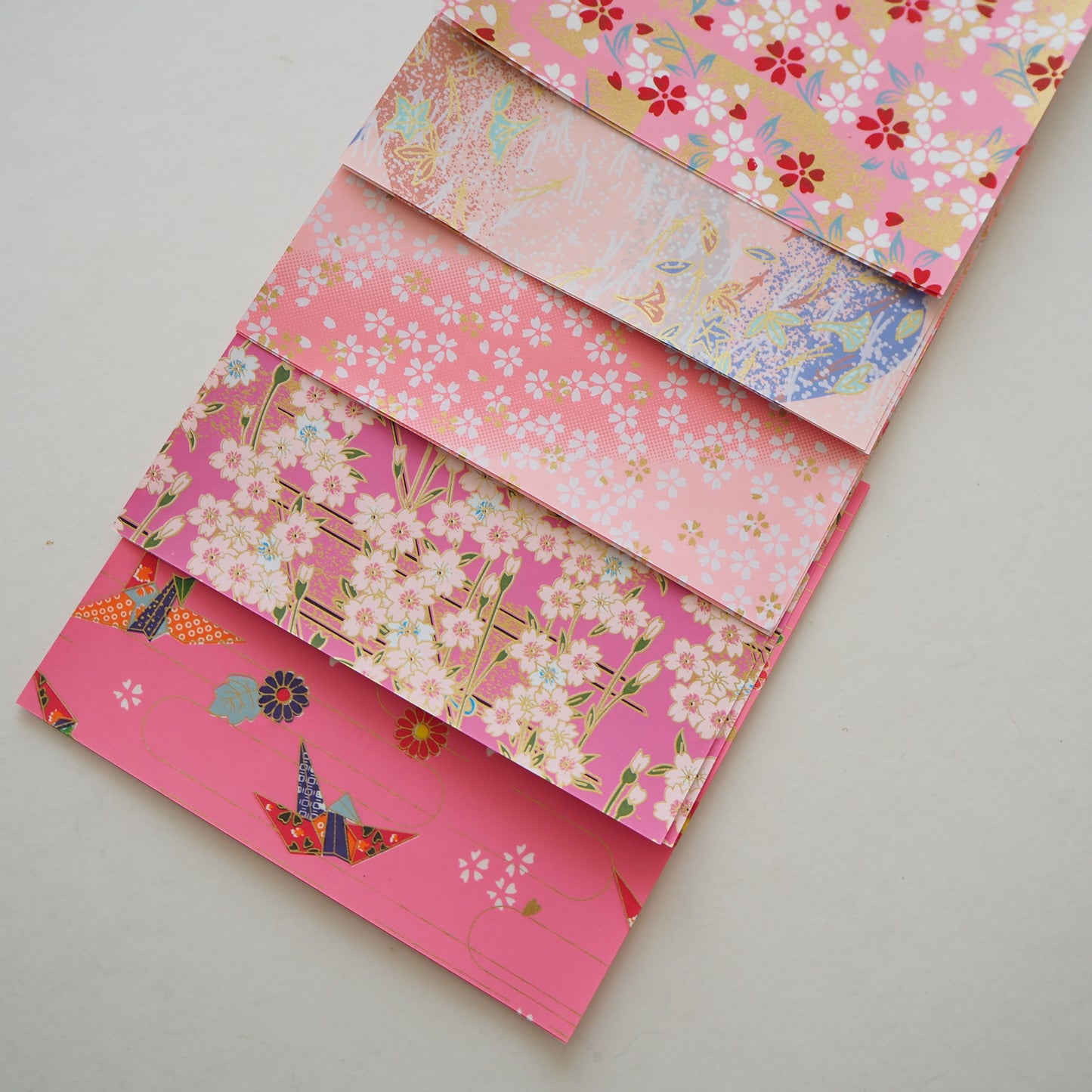 20 Sheets Pink Themed Colours Washi Origami Paper Mixed Pack 14x14cm