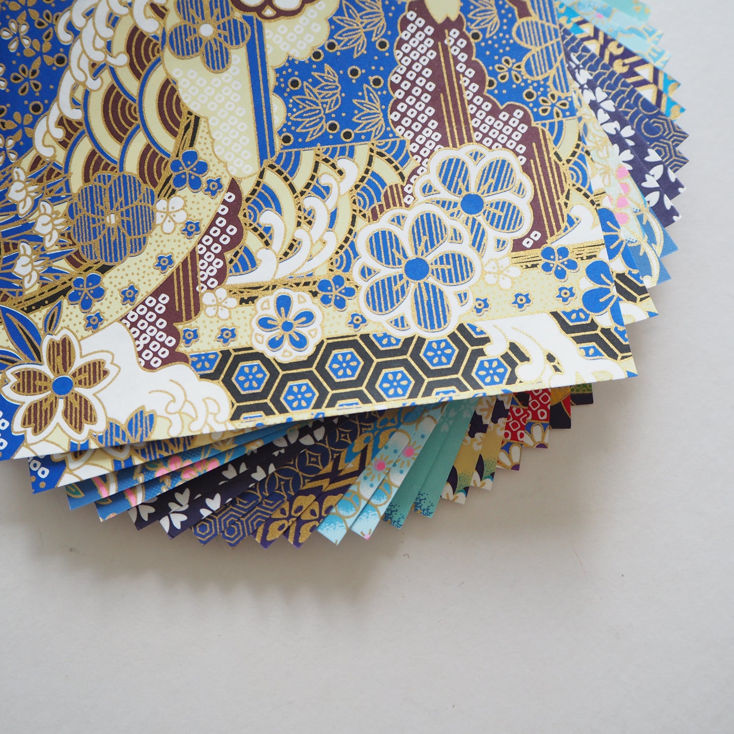 20 Sheets Blue Themed Colours Washi Origami Paper Mixed Pack 14x14cm