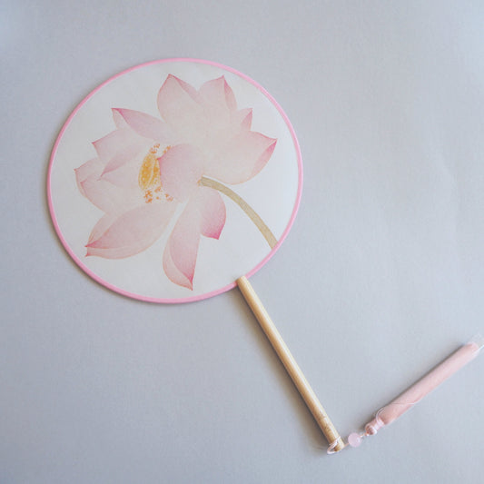 Chinese silk Fan - Pink Lotus - Folding fan - Lavender Home London