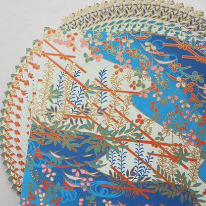 Pack de 20 Feuilles 14x14cm Papier Origami Yuzen Washi HZ-403 - Wisteria Garden