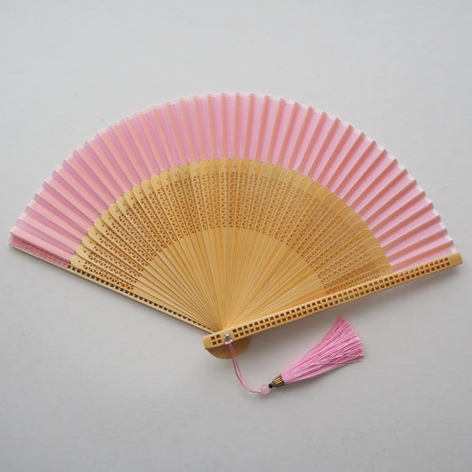 Hand Held Folding Fan - Medium Pink