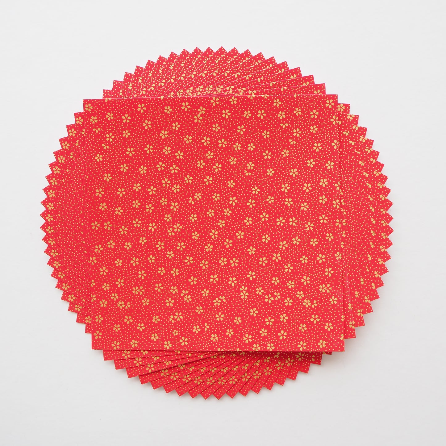 Paquete de 20 hojas de papel para origami Yuzen Washi de 14x14 cm HZ-502 - Rojo flor de cerezo dorado pequeño