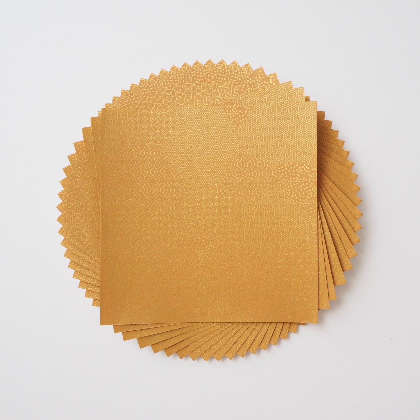 Pack of 20 Sheets 14x14cm Yuzen Washi Origami Paper HZ-494 - Blown Gold Mixed Geometric Patterns