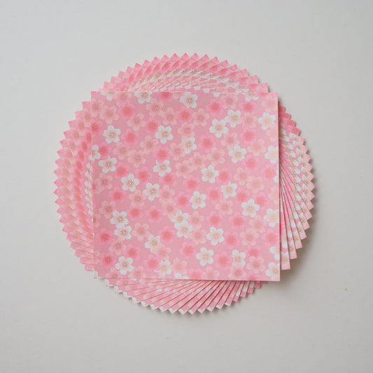 Pack of 20 Sheets 14x14cm Yuzen Washi Origami Paper HZ-504 - Pink Shades Cherry Blossom
