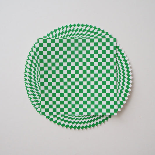 Pack of 20 Sheets 14x14cm Yuzen Washi Origami Paper HZ-512 - Green & White Checkerboard