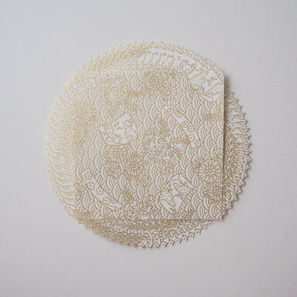 Paquete de 20 hojas de papel Yuzen Washi Origami de 14x14 cm HZ-394 - Banderas y olas del mar blanco