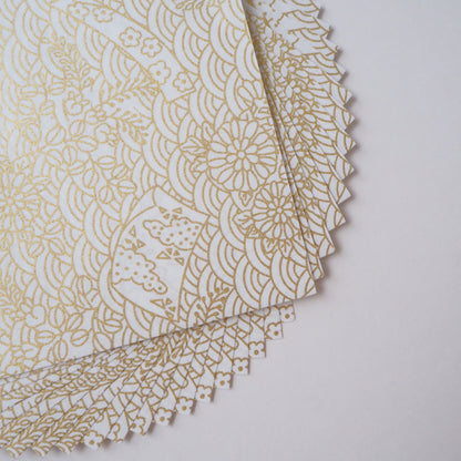 Paquete de 20 hojas de papel Yuzen Washi Origami de 14x14 cm HZ-394 - Banderas y olas del mar blanco