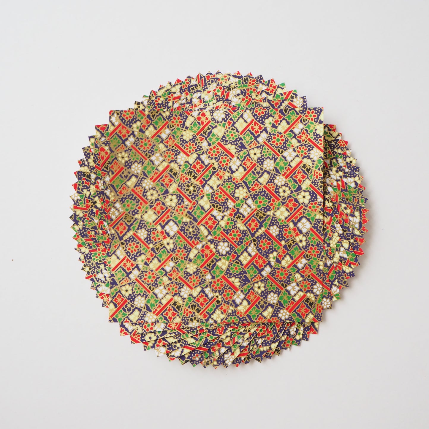 Paquete de 20 hojas de papel Yuzen Washi Origami HZ-395 - Red de pesca floral 14x14cm