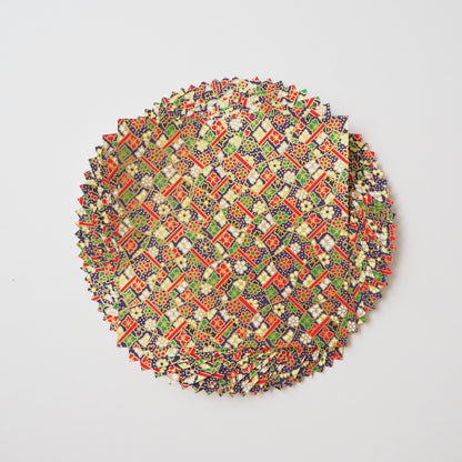 Paquete de 20 hojas de papel Yuzen Washi Origami HZ-395 - Red de pesca floral 14x14cm