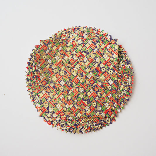 Paquete de 20 hojas de papel Yuzen Washi Origami HZ-395 - Red de pesca floral 14x14cm