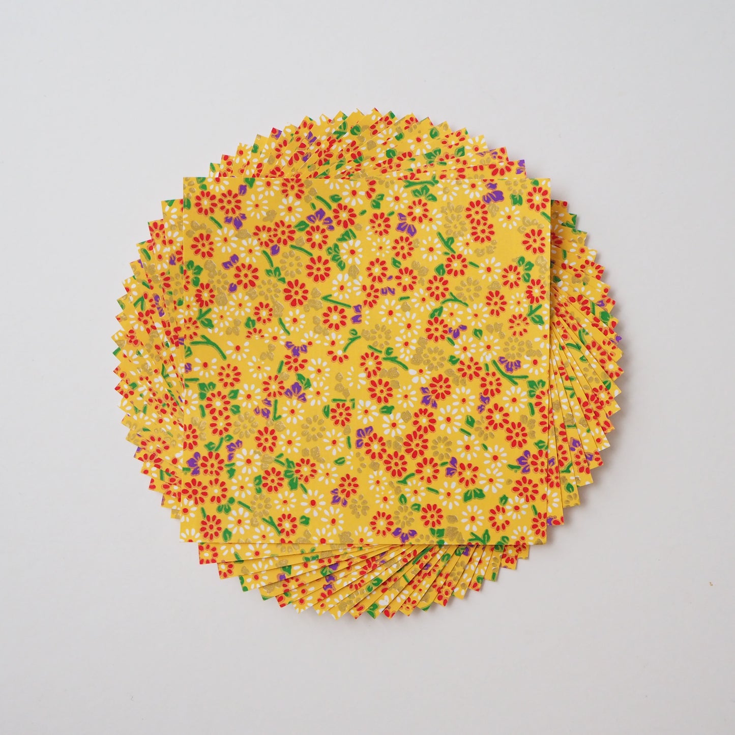 Paquet de 20 feuilles 14x14cm Papier Origami Yuzen Washi HZ-406 - Feu de chrysanthèmes