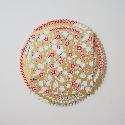 Pack of 20 Sheets 14x14cm Yuzen Washi Origami Paper HZ-413 - Red White Plum Flowers Gold