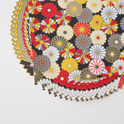 Paquete de 20 Hojas de Papel Yuzen Washi Origami HZ-460 - Crisantemo Tradicional 14x14cm