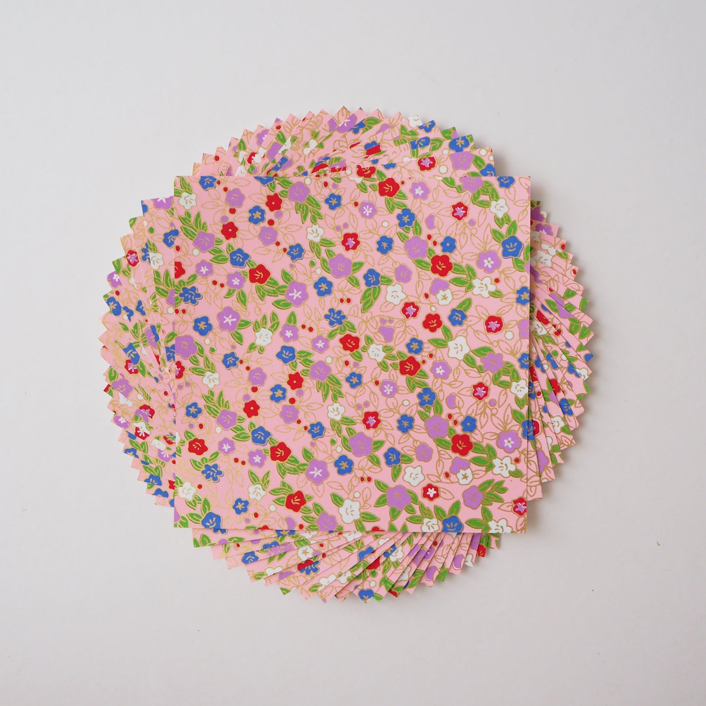 Paquet de 20 feuilles de papier origami Yuzen Washi 14x14 cm HZ-324 - Gloires du matin et campanules roses