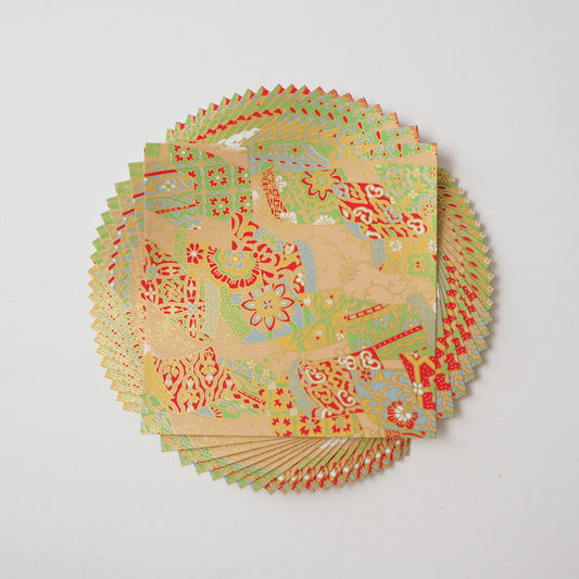 Pack of 20 Sheets 14x14cm Yuzen Washi Origami Paper HZ-378 - Decorative Fabrics