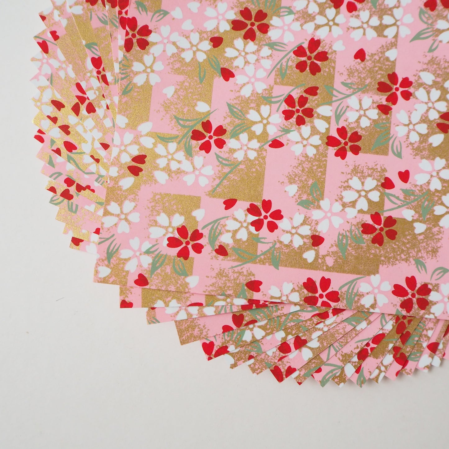 Paquete de 20 hojas de papel Yuzen Washi Origami de 14x14 cm HZ-267 - Sombra rosa flor de cerezo