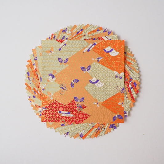 Pack of 20 Sheets 14x14cm Yuzen Washi Origami Paper HZ-269 - Butterflies & Mixed Geometric