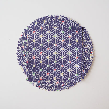 Paquete de 20 hojas de papel Yuzen Washi Origami de 14x14 cm HZ-277 - Dots Hemp Leaf Navy