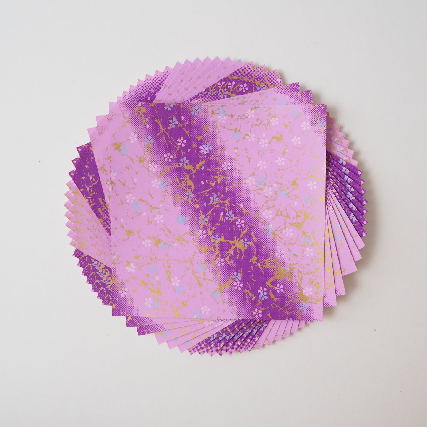 Pack of 20 Sheets 14x14cm Yuzen Washi Origami Paper HZ-279 - Small Cherry Blossom Purple Gradation