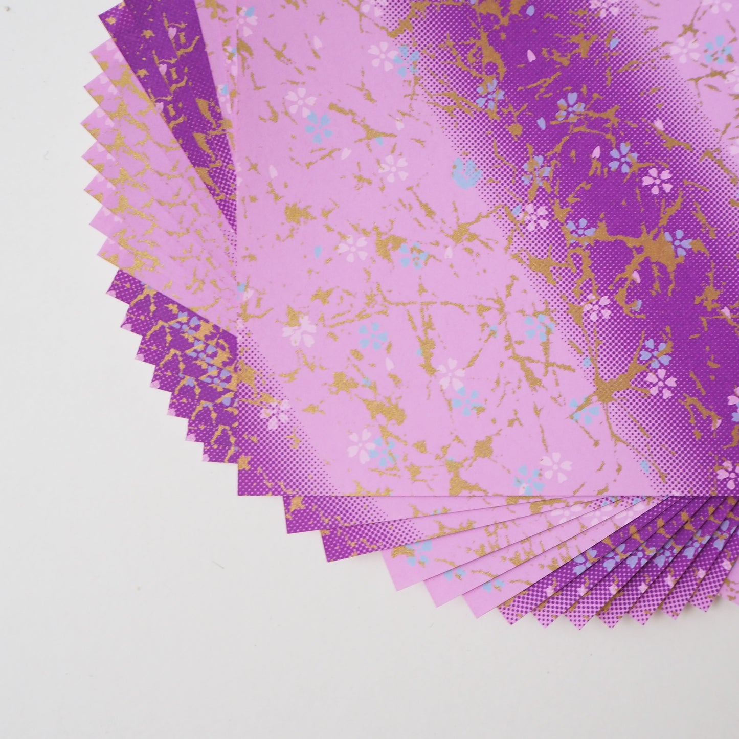 Pack of 20 Sheets 14x14cm Yuzen Washi Origami Paper HZ-279 - Small Cherry Blossom Purple Gradation