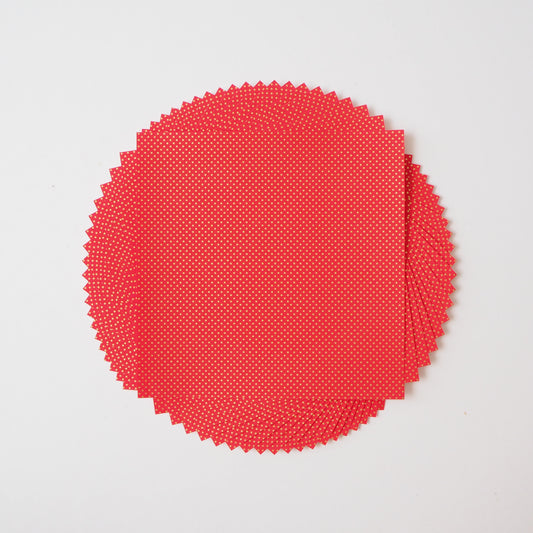 Pack of 20 Sheets 14x14cm Yuzen Washi Origami Paper HZ-281 - Small Polka Dot Burgundy