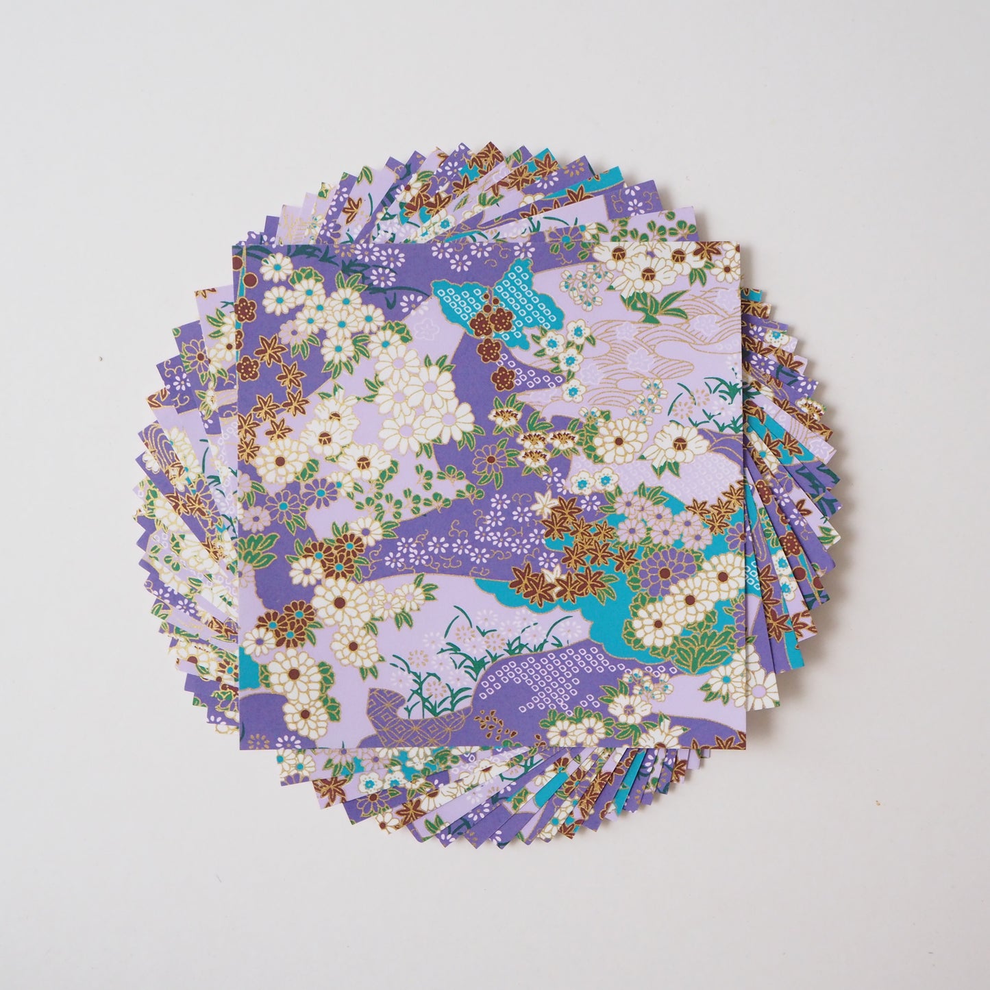 Paquete de 20 hojas de papel Yuzen Washi Origami de 14x14 cm HZ-310 - Jardín acuático de flores nocturnas