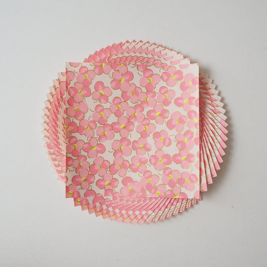 Pack of 20 Sheets 14x14cm Yuzen Washi Origami Paper HZ-123 - Candy Pink Flowery Plum Flowers