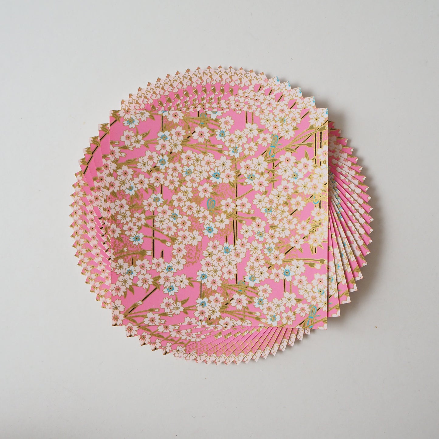 Pack of 20 Sheets 14x14cm Yuzen Washi Origami Paper HZ-163 - Girly Pink Cherry Blossom