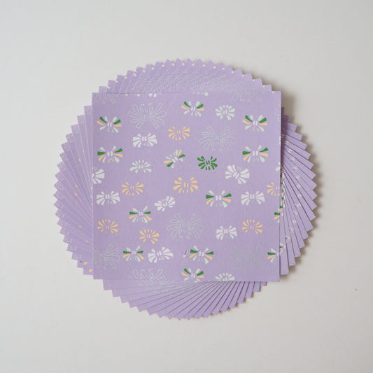 Pack of 20 Sheets 14x14cm Yuzen Washi Origami Paper HZ-173 - Ribbons Lavender