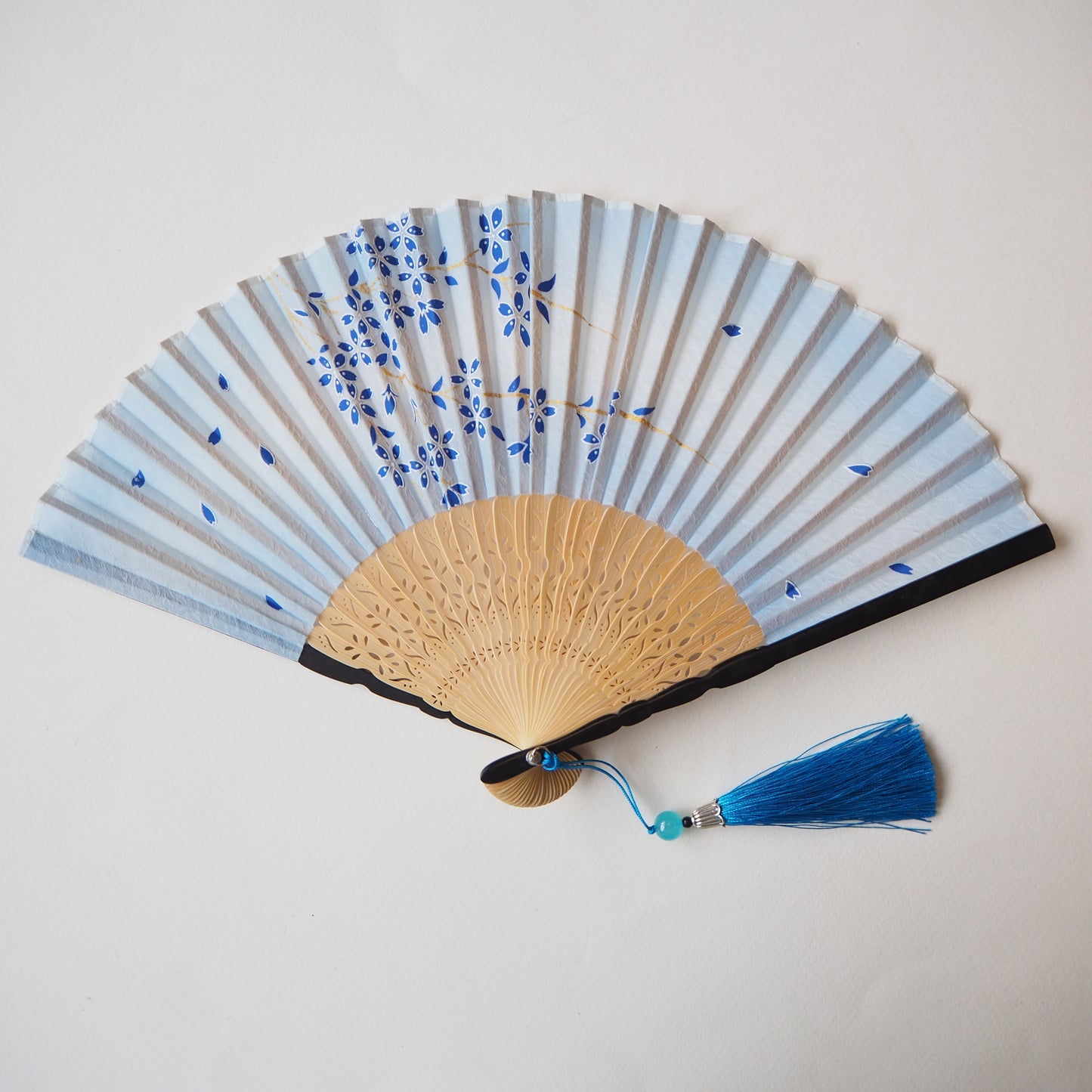 New Folding Fan - Cute Blue Sakura