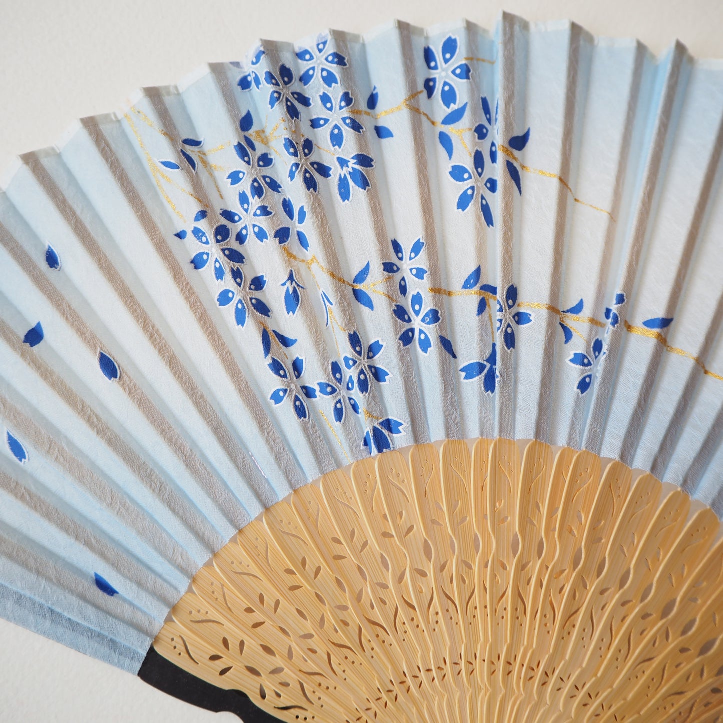 New Folding Fan - Cute Blue Sakura