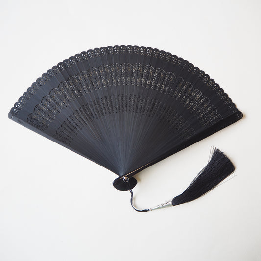 Black Folding Fan - Bamboo Vintage Sunflower Design