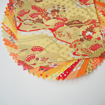20 Sheets Sunflower Themed Colours Yuzen Washi Origami Paper Mixed Patterns 14x14cm