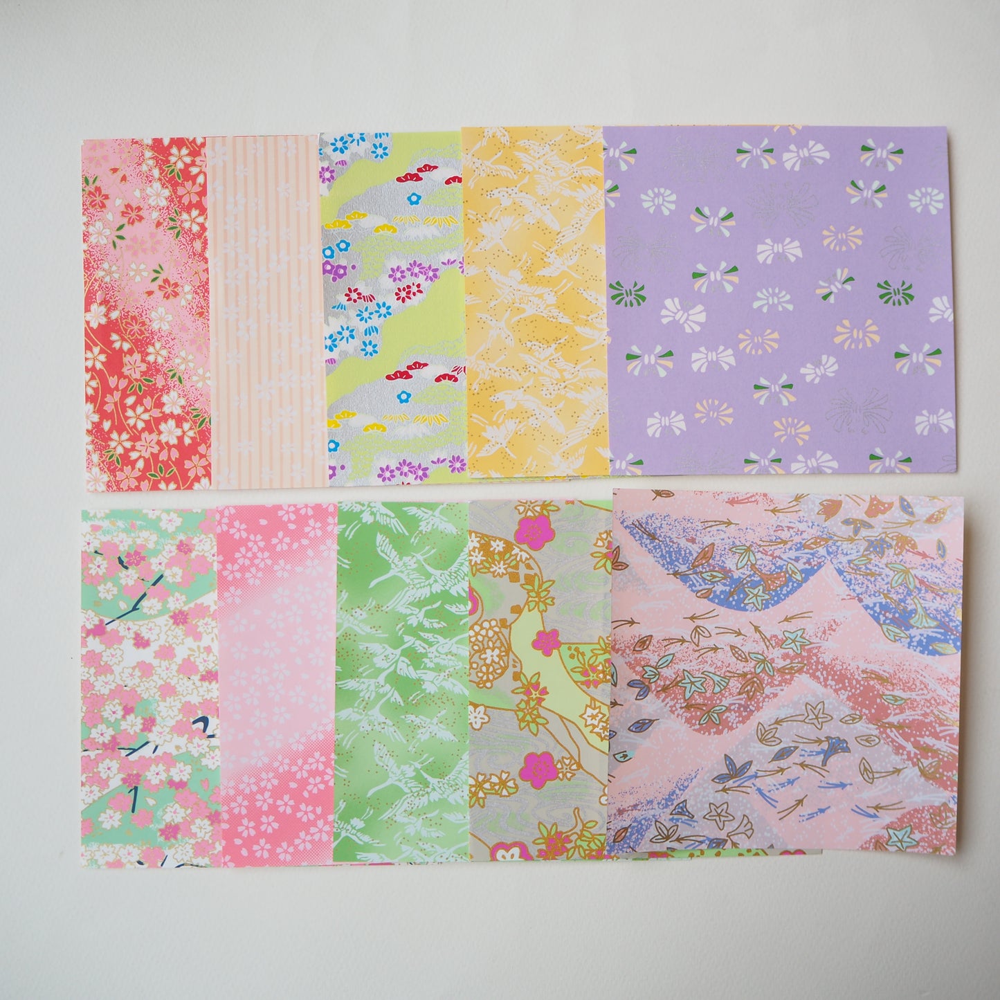 20 Sheets Pastel Themed Colours Japanese Decorative Yuzen Washi Origami Paper 14x14cm