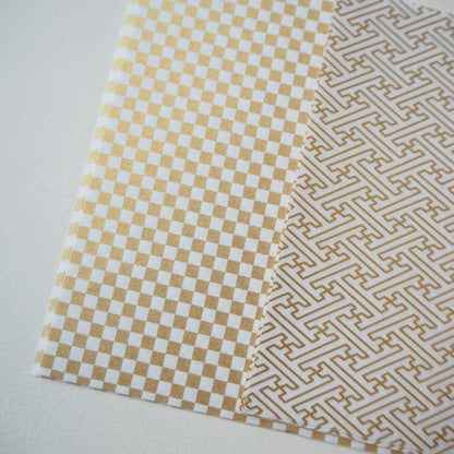50 Sheets White & Gold Themed Colours Yuzen Washi Origami Paper Patterns 14x14cm