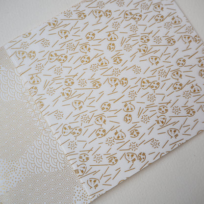 50 Sheets White & Gold Themed Colours Yuzen Washi Origami Paper Patterns 14x14cm