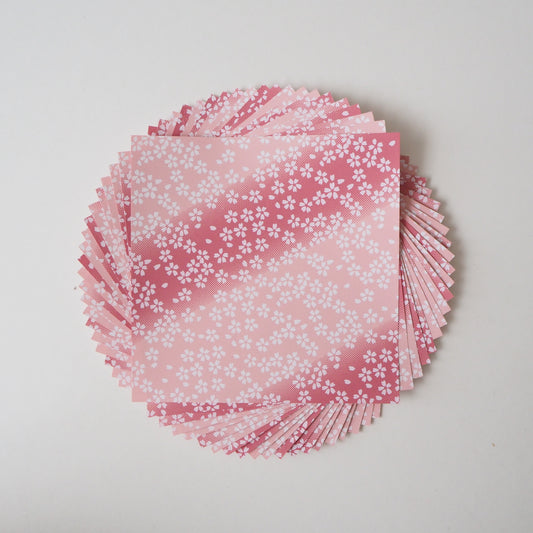 Pack of 20 Sheets 14x14cm Yuzen Washi Origami Paper HZ-068 - Small Cherry Blossom Purple Gradation