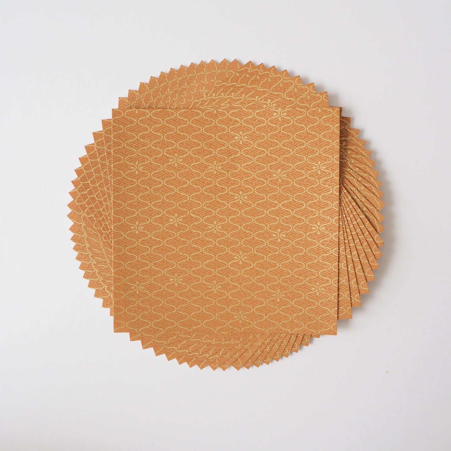 Pack of 20 Sheets 14x14cm Yuzen Washi Origami Paper HZ-069 - Sayagata & Fishing Net Brown Gold