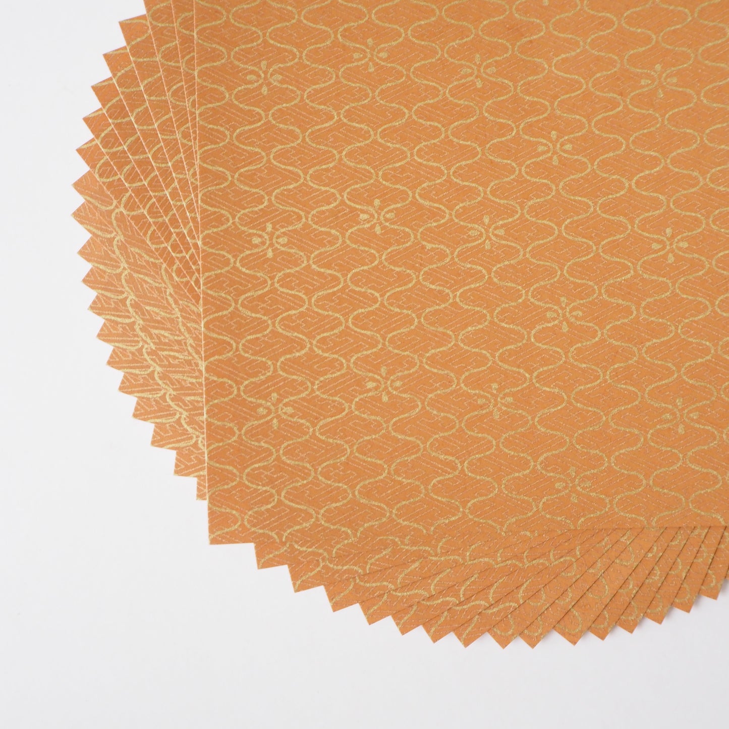 Pack of 20 Sheets 14x14cm Yuzen Washi Origami Paper HZ-069 - Sayagata & Fishing Net Brown Gold