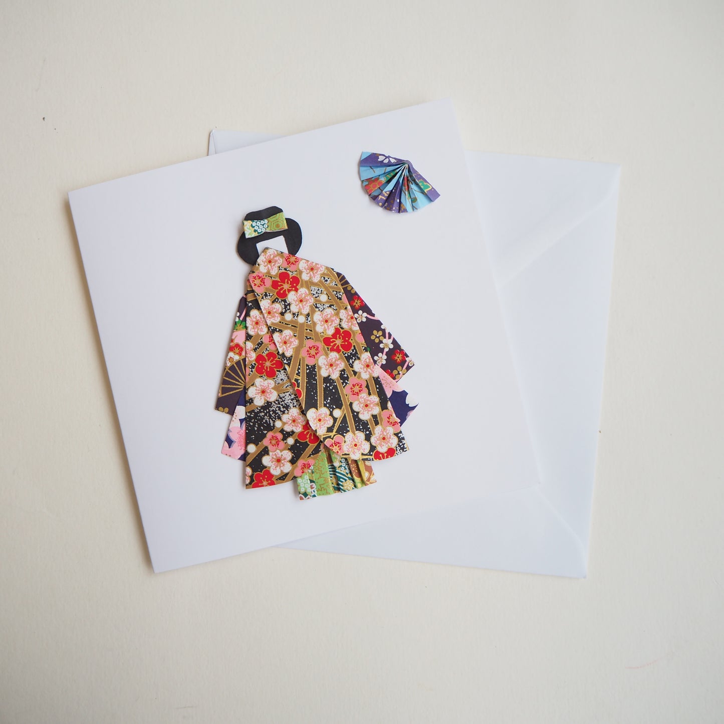 Handmade Origami Kimono Doll Card