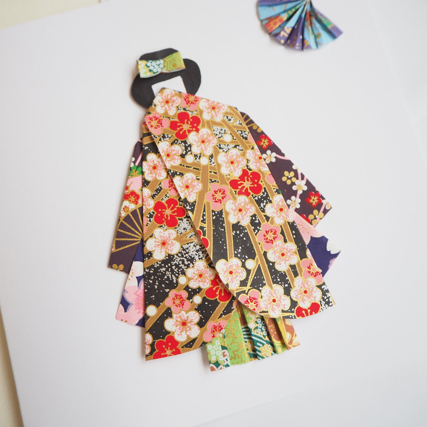 Handmade Origami Kimono Doll Card