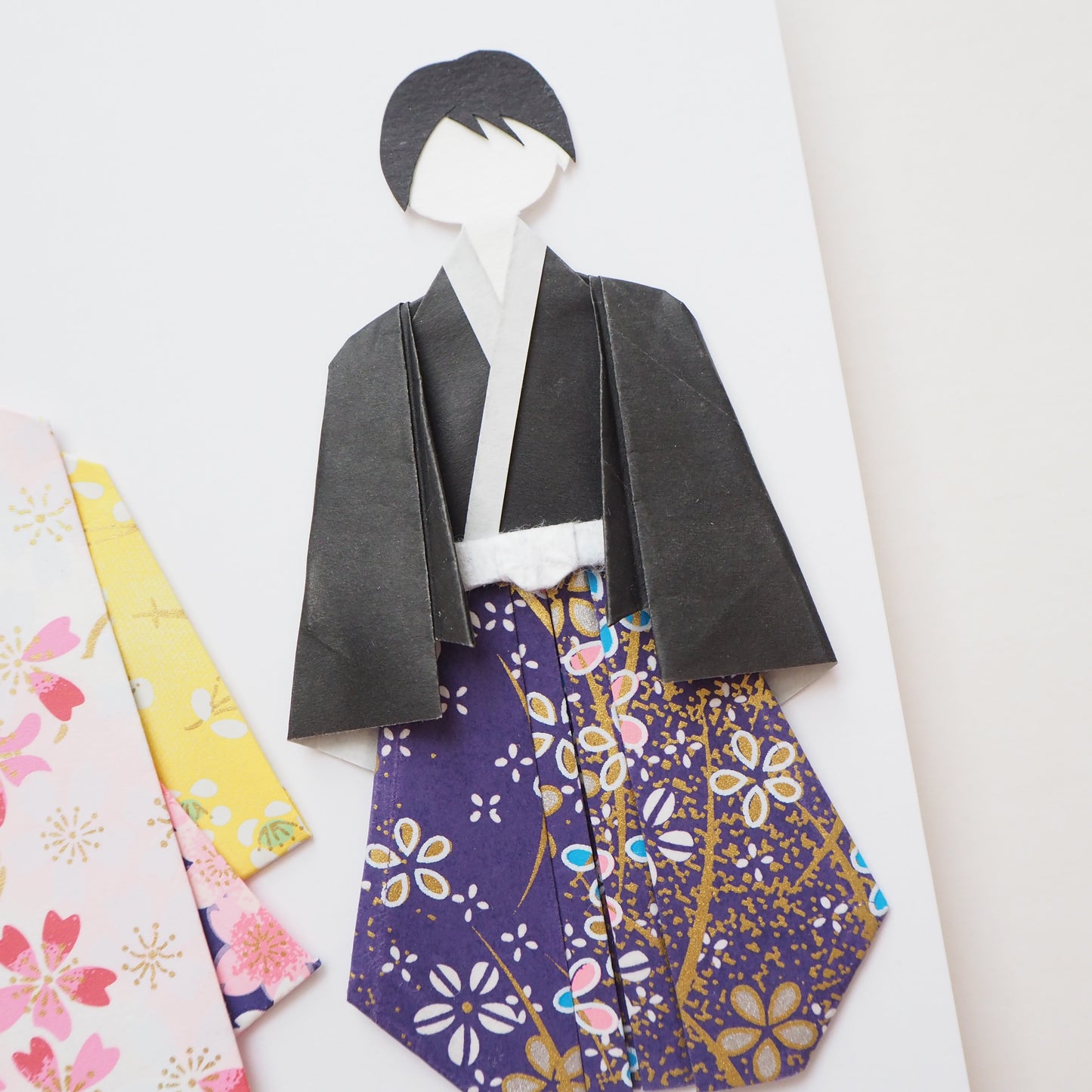 Customisable Handmade Origami Kimono Wedding Card - Floral Romance