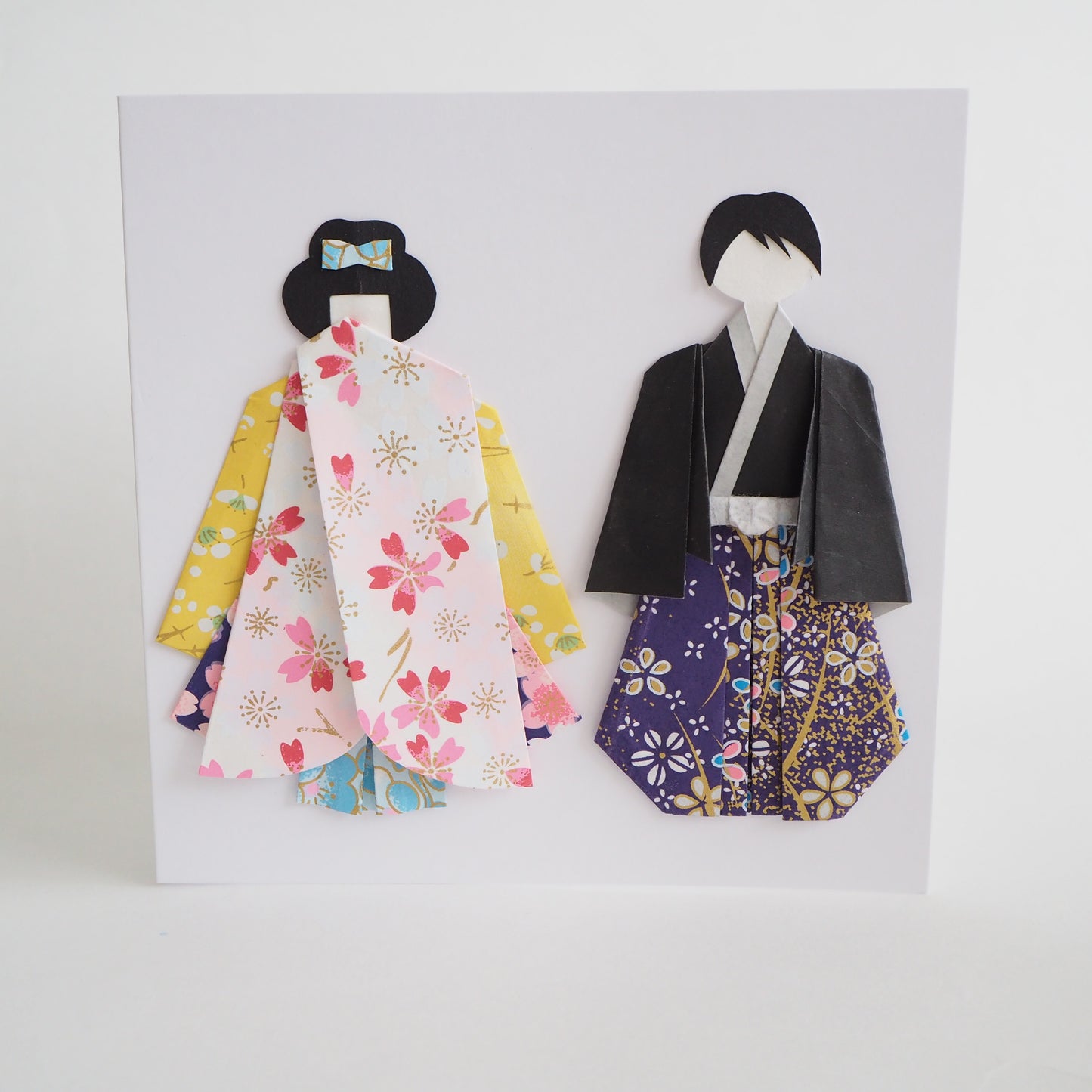 Customisable Handmade Origami Kimono Wedding Card - Floral Romance