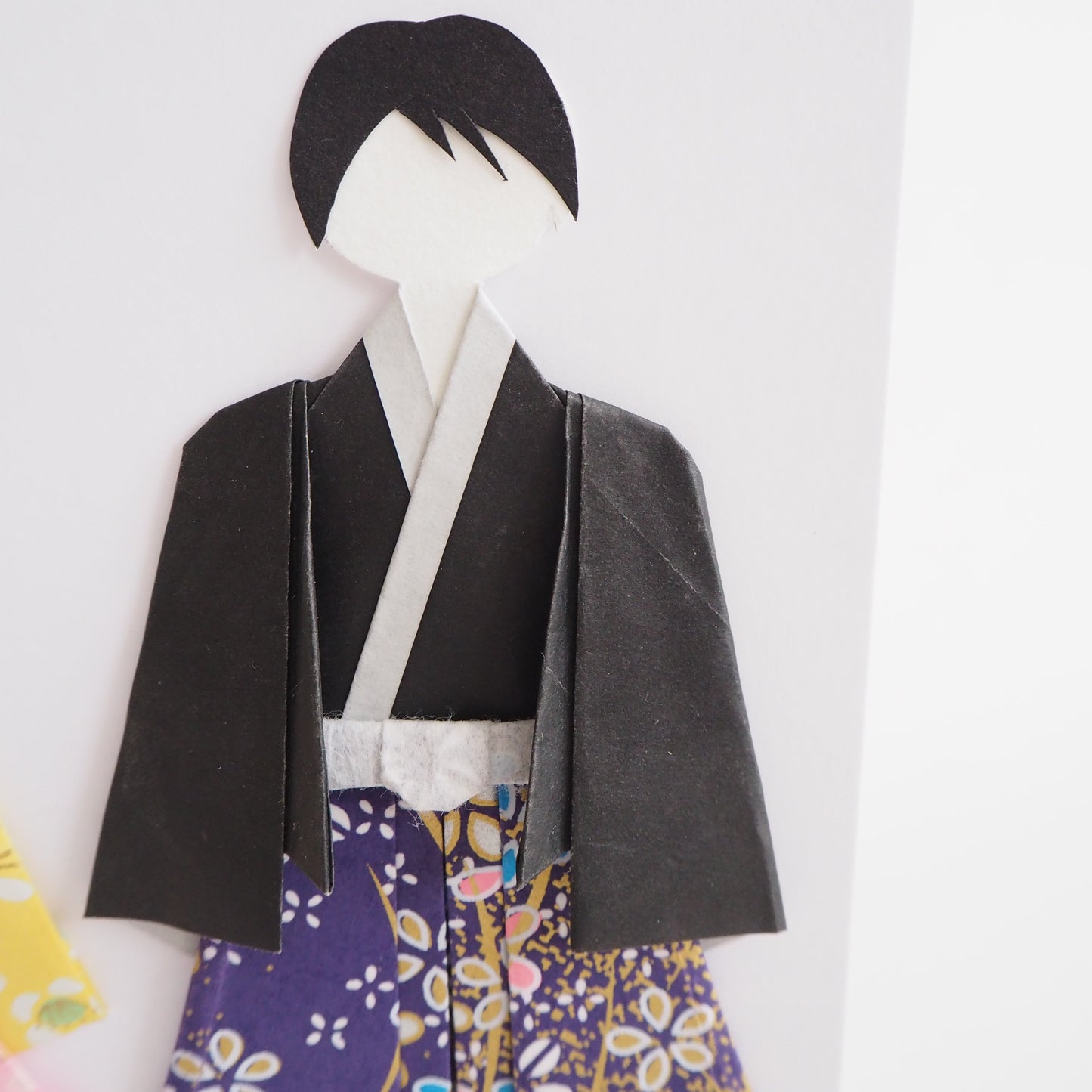 Customisable Handmade Origami Kimono Wedding Card - Floral Romance