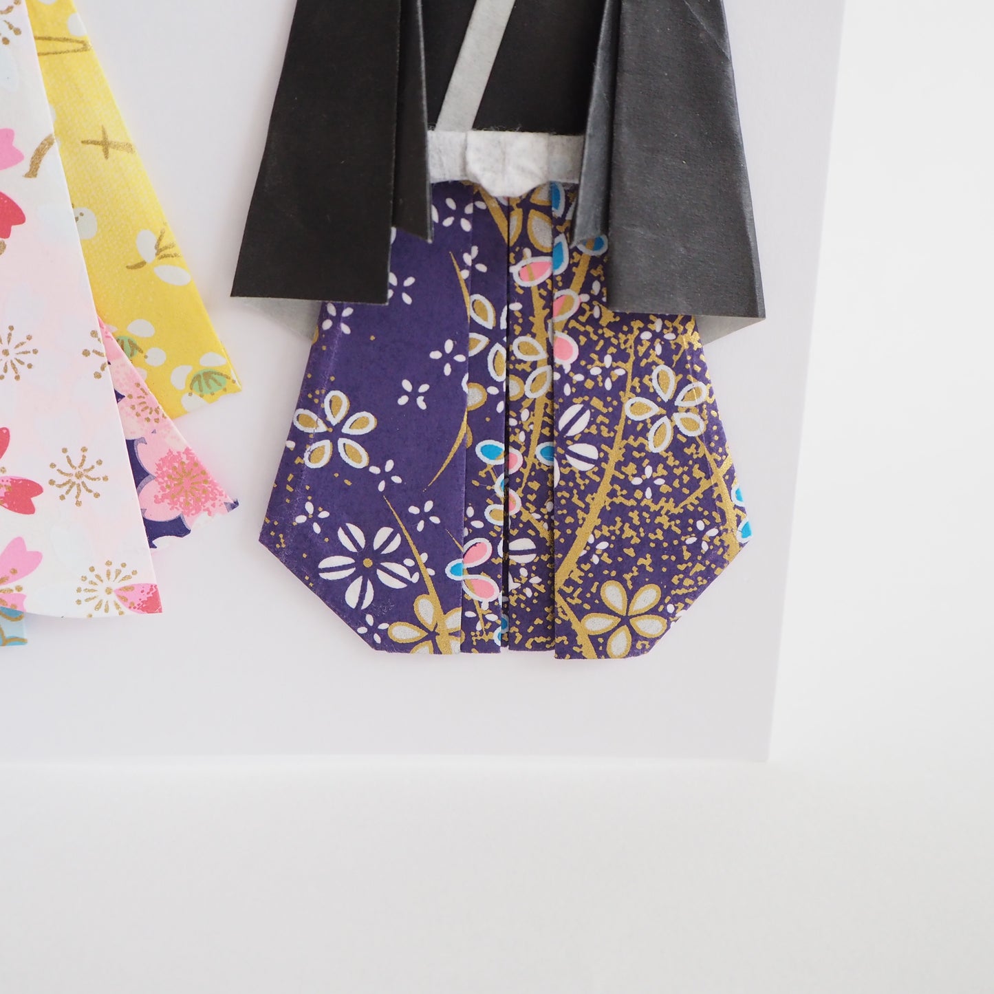 Customisable Handmade Origami Kimono Wedding Card - Floral Romance