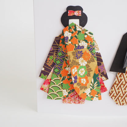 Customisable Handmade Origami Kimono Wedding Card - Autumn