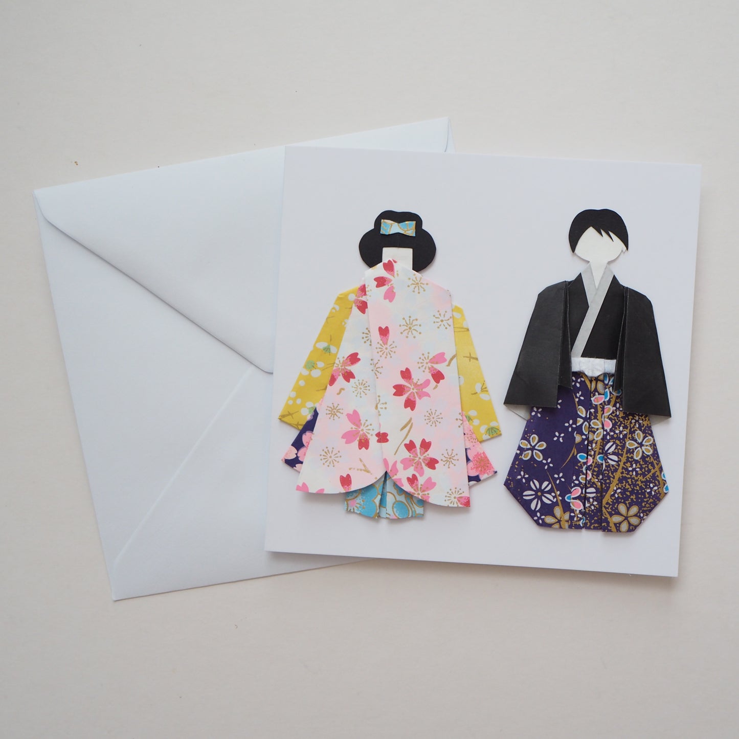Customisable Handmade Origami Wedding Card - Floral Romance